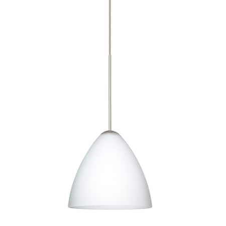 Besa Lighting Mia Cord Pendant, Opal Matte, Satin Nickel Finish, 1x5W LED 1XT-177907-LED-SN
